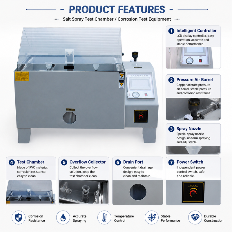 Industrial Salt Mist Corrosion Testing Machine for Automotive Parts Metal Surface Protection Analysis