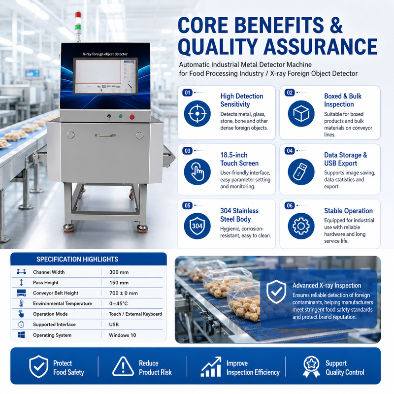Automatic Food X-Ray Inspection Machine Conveyor Type Foreign Object Detector with Reject System
