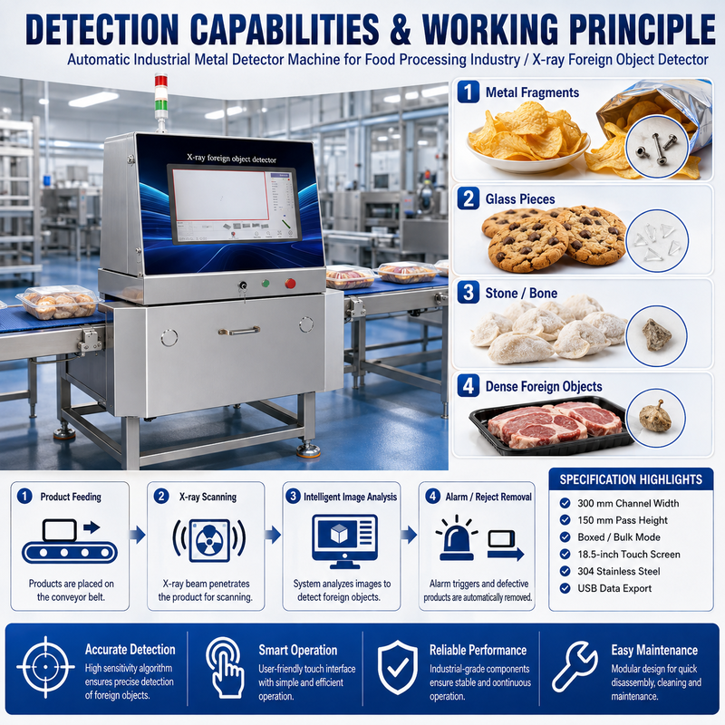 Automatic Food X-Ray Inspection Machine Conveyor Type Foreign Object Detector with Reject System