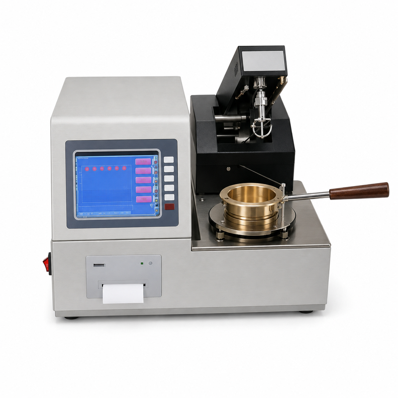 ASTM D92 স্বয়ংক্রিয় ক্লিভল্যান্ড ওপেন কাপ ফ্ল্যাশ পয়েন্ট টেস্টার পেট্রোলিয়াম লুব্রিকেন্ট তেল বিশ্লেষণ সরঞ্জাম পরীক্ষাগার যন্ত্র