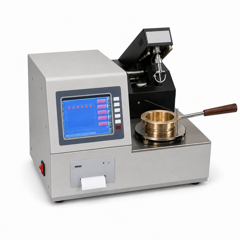 ASTM D92 স্বয়ংক্রিয় ক্লিভল্যান্ড ওপেন কাপ ফ্ল্যাশ পয়েন্ট টেস্টার পেট্রোলিয়াম লুব্রিকেন্ট তেল বিশ্লেষণ সরঞ্জাম পরীক্ষাগার যন্ত্র
