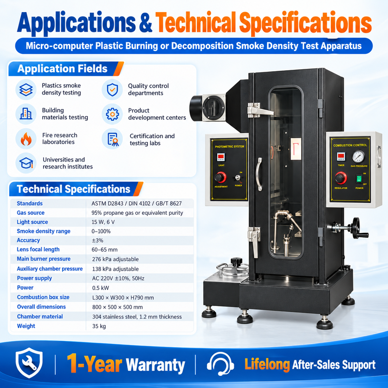 Smoke Density Test Chamber | Microcomputer Controlled Tester for Smoke Generation Characteristic of Polymer and Construction Materials